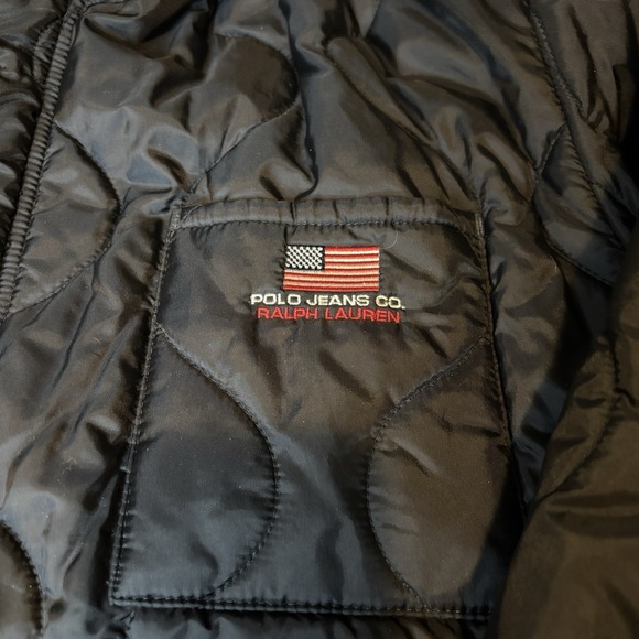 Vintage Ralph Lauren Polo Jeans Co. Full Zip Black Jacket Mens XL Quilted Hoodie - Picture 2 of 11